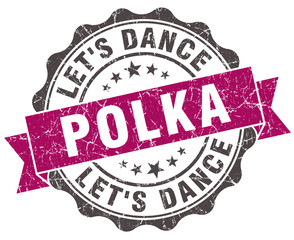 polka grunge violet seal isolated on white