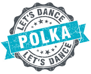 Obraz premium polka vintage turquoise seal isolated on white