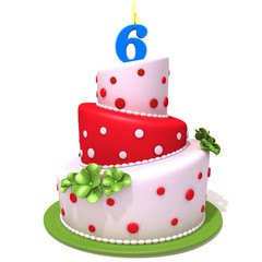 Birthday cake with number six