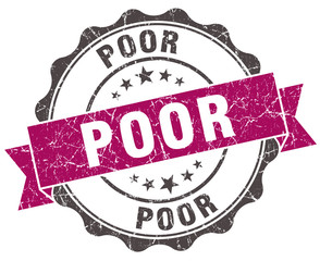 poor grunge violet seal isolated on white