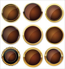Vector Badges of Gold and black Seal Set