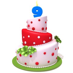 Birthday cake with number nine