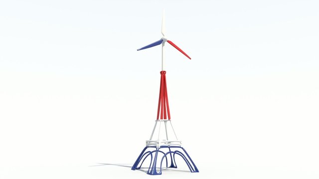 Animazione 3D torre Eiffel con eolica che girara