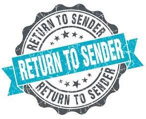 return to sender vintage turquoise seal isolated on white