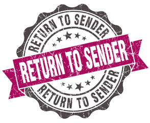 Fototapeta premium return to sender grunge violet seal isolated on white
