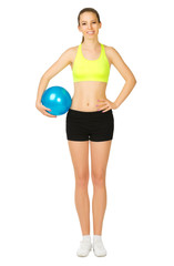 Fototapeta premium Young sporty girl with ball
