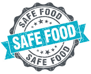 safe food vintage turquoise seal isolated on white