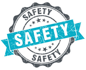 safety vintage turquoise seal isolated on white