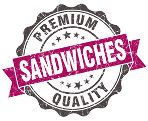 Fototapeta premium sandwiches grunge violet seal isolated on white