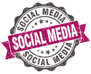 Obraz premium social media grunge violet seal isolated on white