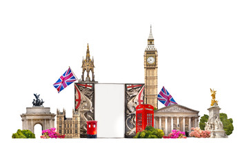 Obraz premium London. Tourist and business collage, London's famous buildings 