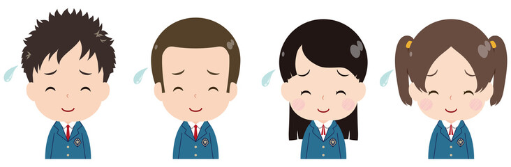 学生　ブレザー　苦笑い