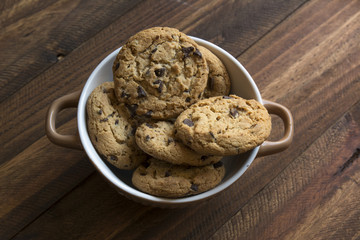Sweet cookies in bowl, food