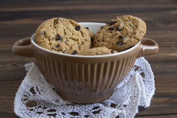 Sweet cookies in bowl, food