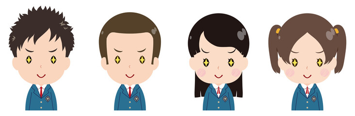 学生　ブレザー　目が輝く