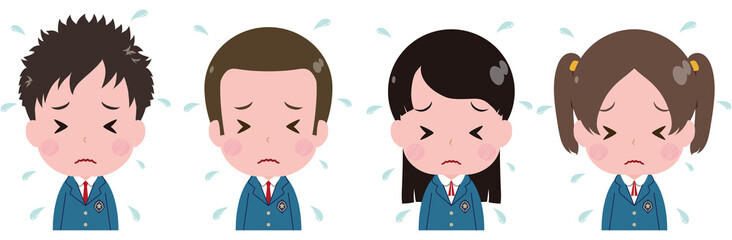 学生　ブレザー　緊張