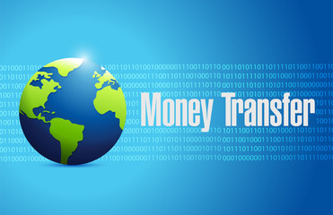international globe money transfer sign