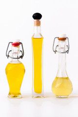three bottles of olive oil