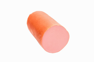 one boiled sausage  on white background