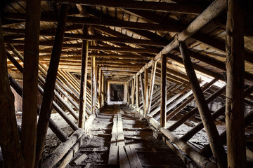 Fototapeta na wymiar Old timbered loft