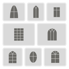 monochrome icon set with window