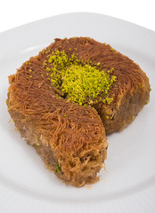 kadayif dessert with pistachio and natural milk cream