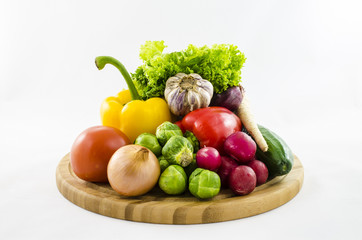 Fresh vegetables on wooden board