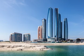 Crédence de cuisine en verre imprimé Abu Dhabi Etihad Towers à Abu Dhabi City, Emirats Arabes Unis