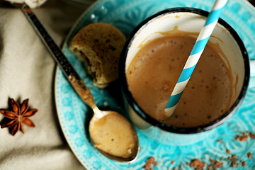 Tasty cappuccino on table