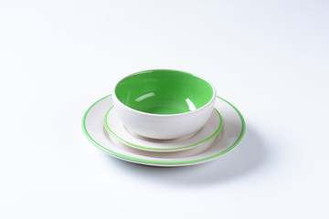 Green and white dinner set