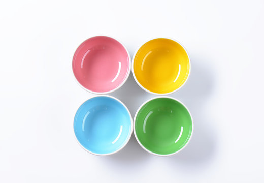 Empty colored bowls