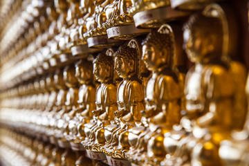 Buddha statues in temple of Thailand