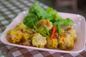 Steamed shrimp dumplings.