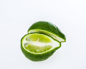 kaffir lime on white background