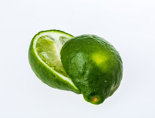 kaffir lime on white background