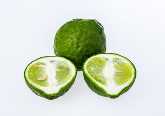 kaffir lime on white background