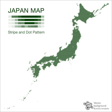 日本地図　#Vector Illustration, Stripe Dot Map