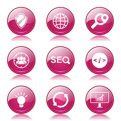 SEO Internet Sign Pink Vector Button Icon Design Set 2