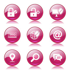 SEO Internet Sign Pink Vector Button Icon Design Set 3