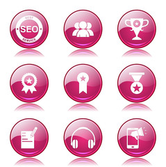 SEO Internet Sign Pink Vector Button Icon Design Set 9