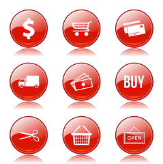 Shopping Sign Red Vector Button Icon Design Set