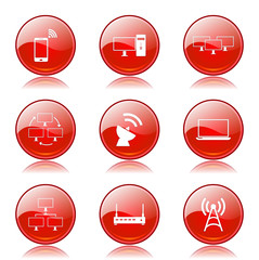 Telecom Communication Red Vector Button Icon Design Set 2