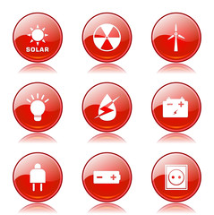 Energy Sign And Symbol Red Vector Button Icon