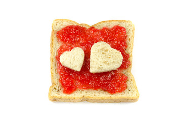 slice of bread with strawberry jam