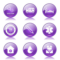 Hospital Health Violet Vector Button Icon Design Set 2