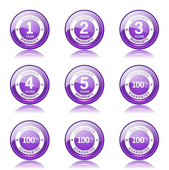 Fototapeta na wymiar Warranty Guarantee Seal Violet Vector Button Icon Design Set
