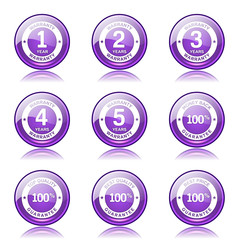 Warranty Guarantee Seal Violet Vector Button Icon Design Set