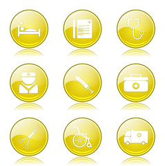 Hospital Health Yellow Vector Button Icon Design Set