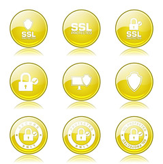 Protection Web Internet Yellow Vector Button Icon Design Set