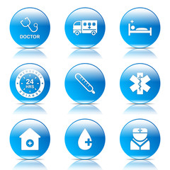 Hospital Health Blue Vector Button Icon Design Set 2